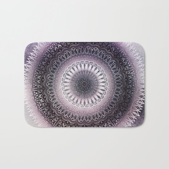 PURPLE WINTER LEAVES MANDALA Bath Mat