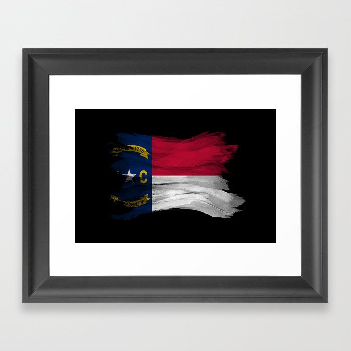 North Carolina state flag brush stroke, North Carolina flag background Framed Art Print