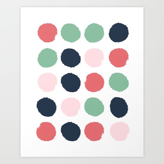 Painted dots abstract minimal modern art print for minimalist home decor nursery Art Print