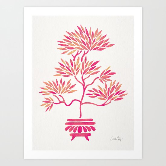 Bonsai Tree – Pink Palette Art Print