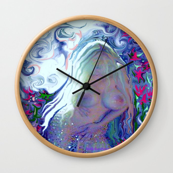 Sexy blond Nude ladygodiva ladykashmir Wall Clock