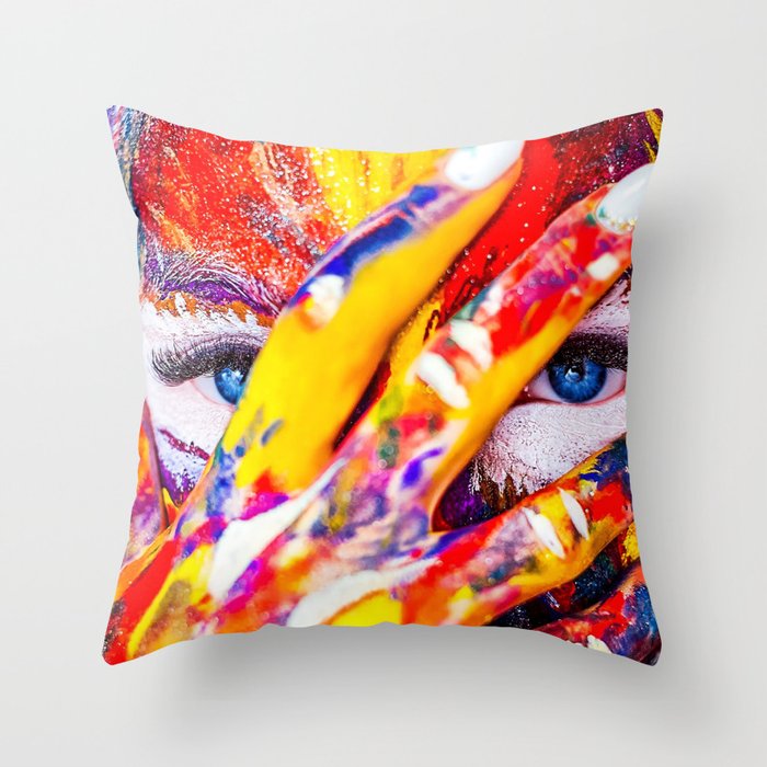 Digital Painting Art Colors Hd Designs Throw Pillow By Hdx