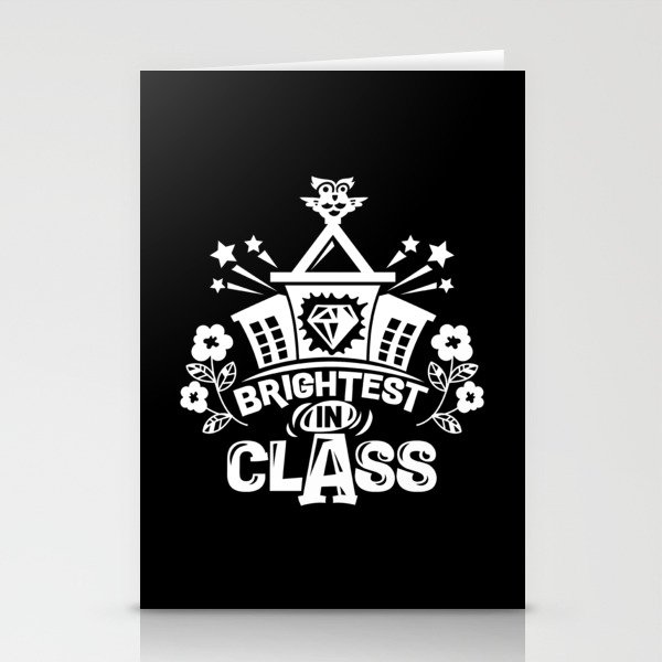 Brightest In Class Cute Kids School Quote Stationery Cards
