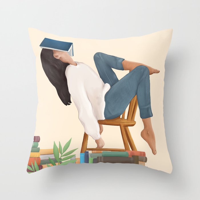 Lost in my books Throw Pillow