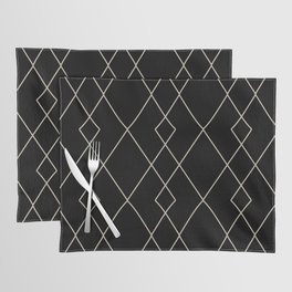 Fine diamond lines black and creamy gold Placemat