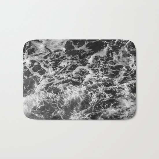 Black and white waves Bath Mat