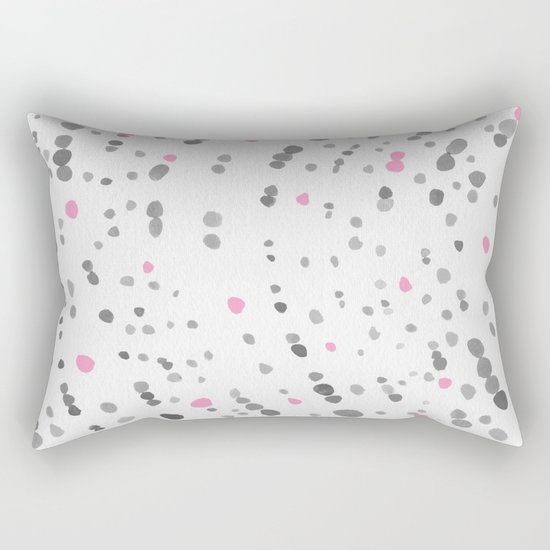 Dot Painting - Pink - Gray Rectangular Pillow