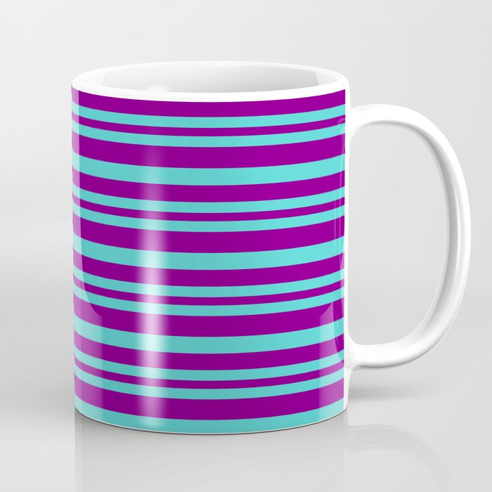 Purple & Turquoise Colored Pattern of Stripes Coffee Mug