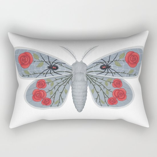 spider web and rose (made up moth) Rectangular Pillow