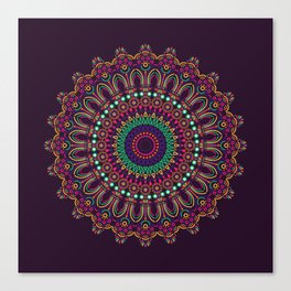 Colorful mandala, arabesque, rosette, emblem. Indian symbol. Isolated drwing. Meditation sign. Oriental lacy hand drawn, poster, background. Luxury design on pillow, linen, napkin, case, card, textile.  Canvas Print