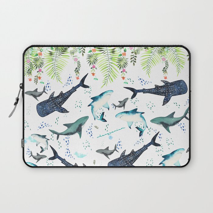 floral shark pattern Laptop Sleeve