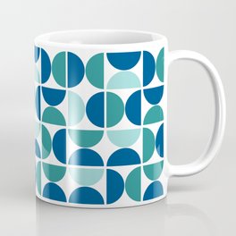 Geometric Abstract Blue Coffee Mug | Minimalshapes, Retro, Minimalposter, Classicblue, Abstractposter, Minimalpattern, Green, Shapes, Midcenturypattern, Midcenturyposter 