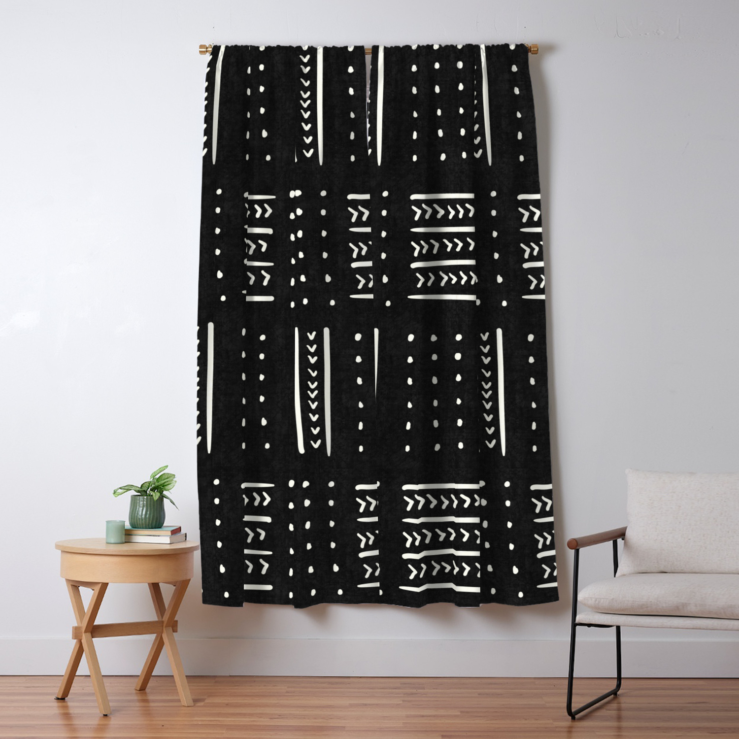 Mud Cloth In Black And White Blackout Curtain By Beckybailey1