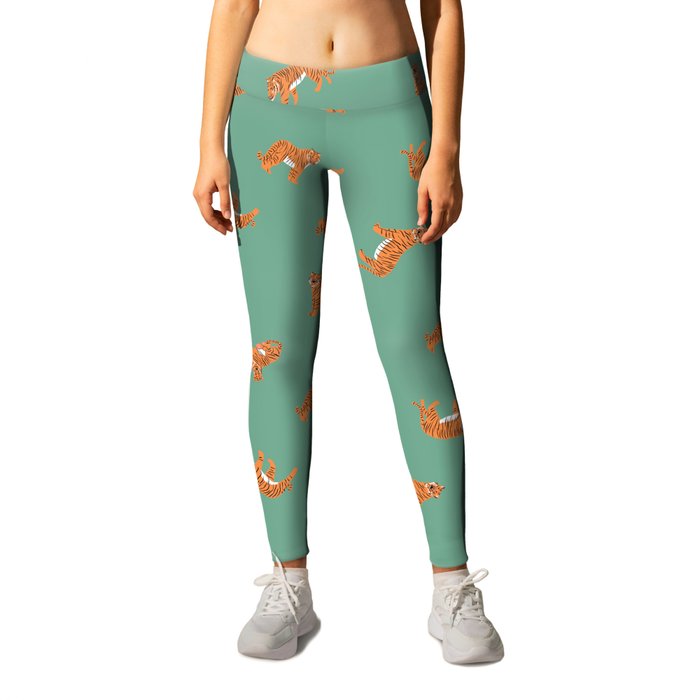 Year of the Tiger Orange and Green Leggings