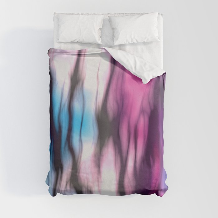 Pink Blue Pirple white abstract Duvet Cover