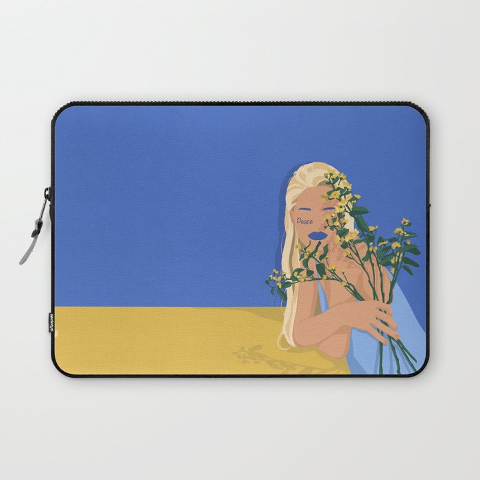 Ukrainian girl with flowers | Peace | Support Ukraine  Laptop Sleeve