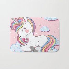 Cute unicorn illustration. Bath Mat