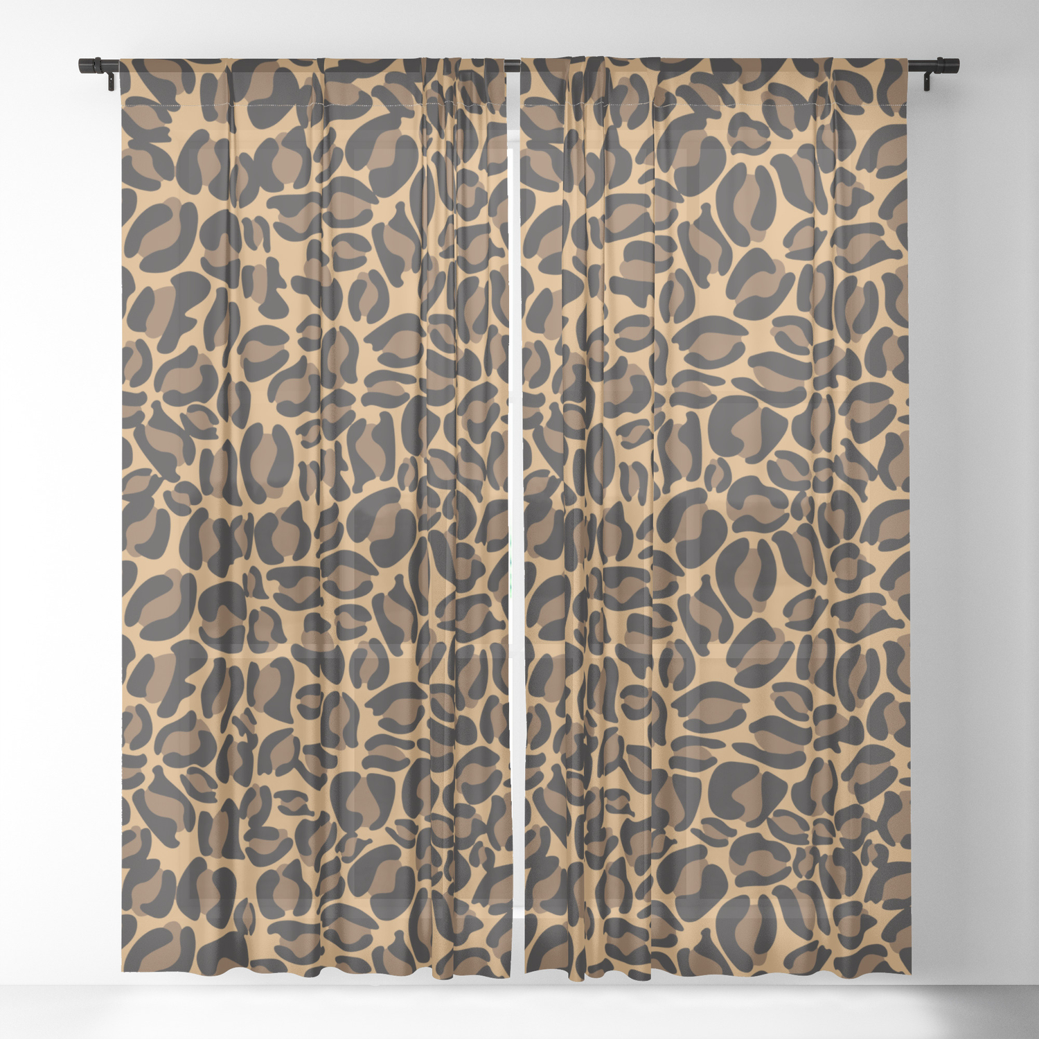 Leopard Print Cheetah Texture Pattern Sheer Curtain By Koovox