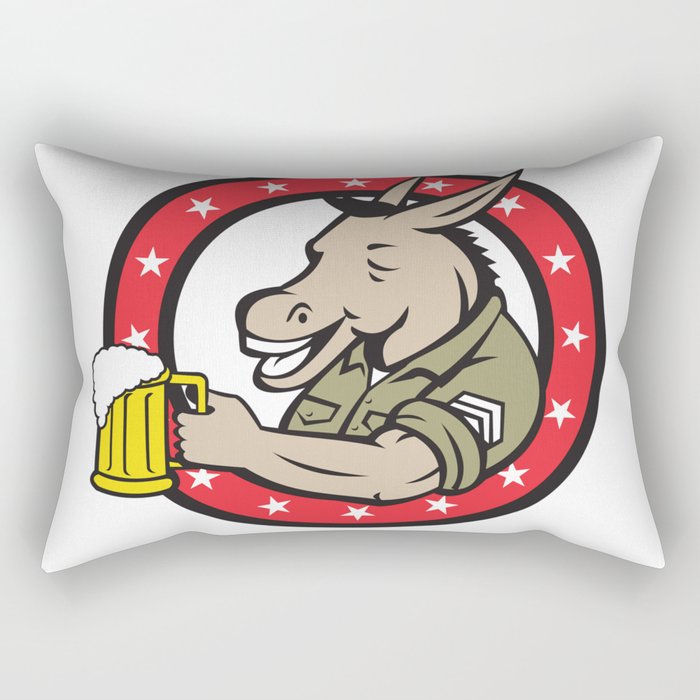 Donkey Beer Drinker Circle Retro Rectangular Pillow