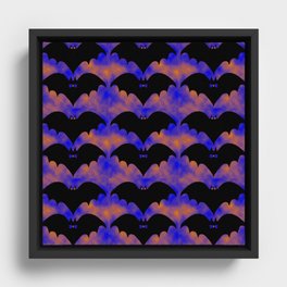 Bats And Bows Blue Orange Framed Canvas