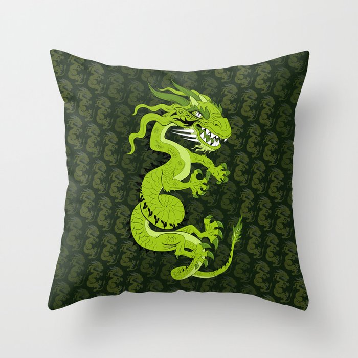 Jade Dragon Throw Pillow