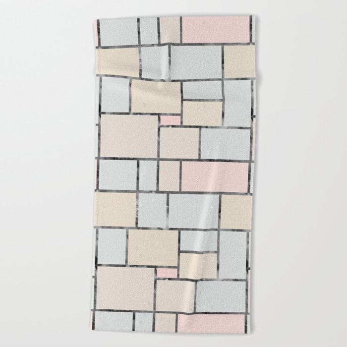 Tile pattern in soft pastel tones Beach Towel