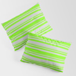 [ Thumbnail: Green & Light Grey Colored Lined Pattern Pillow Sham ]