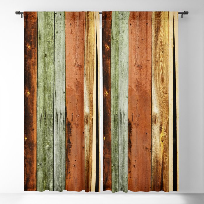 Rustic colored barn-wood Blackout Curtain