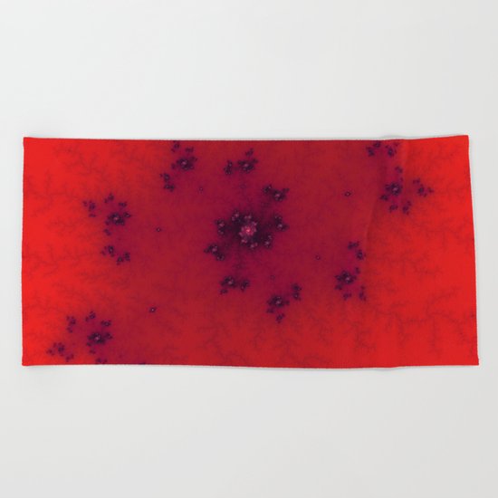 Red Fractal Beach Towel