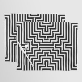Black And White Op-Art Optical Illusion Retro Graphic Placemat