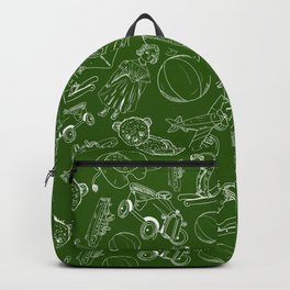 Green and White Toys Outline Pattern Backpack