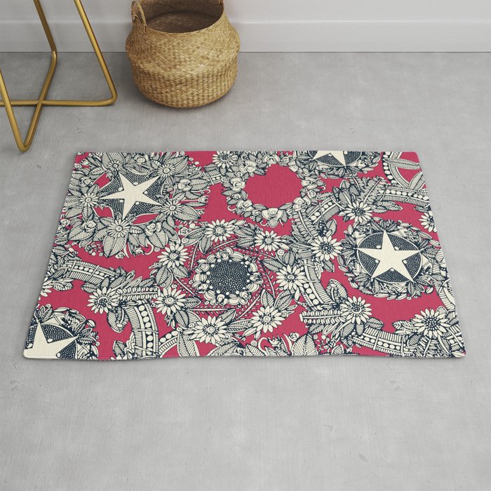 cirque fleur rose Rug