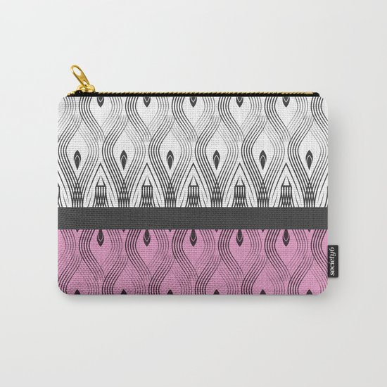 Art Deco 55 . White black and pink textures . Carry-All Pouch