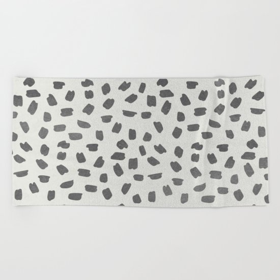 Simply Ink Splotch Green Tea on Lunar Gray Beach Towel