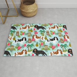 Cavalier King Charles Spaniel tiki hawaiian island tropical dog breed pattern dogs Area & Throw Rug