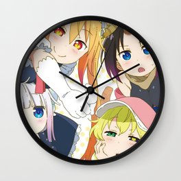 Miss Kobayashi's Dragon Maid Wall Clock | Saikawa, Chibi, Dragon, Elma, Kobayashi, Kamui, Fafnir, Makoto, Waifu, Anime 