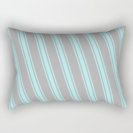[ Thumbnail: Dark Gray and Turquoise Colored Stripes/Lines Pattern Rectangular Pillow ]
