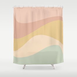 Abstract Color Waves - Neutral Pastel Shower Curtain