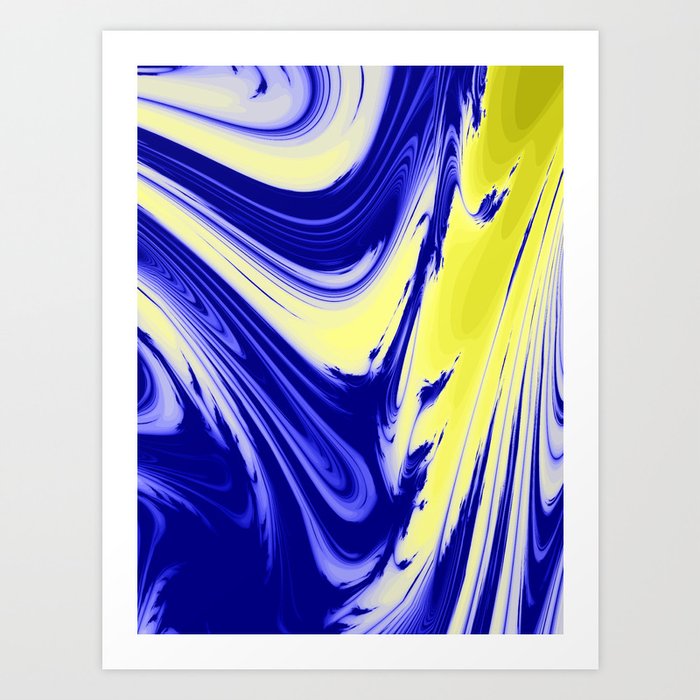 Swirls Of Blue and Yellow Art Print