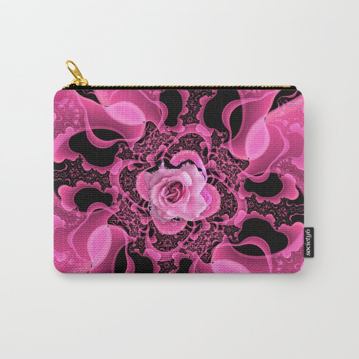 Pink and Black Rose Carry-All Pouch