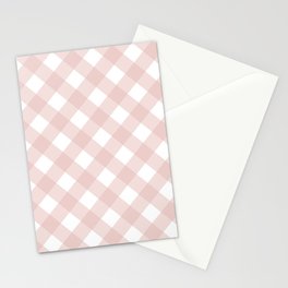 Beige Pastel Farmhouse Style Gingham Check Stationery Card
