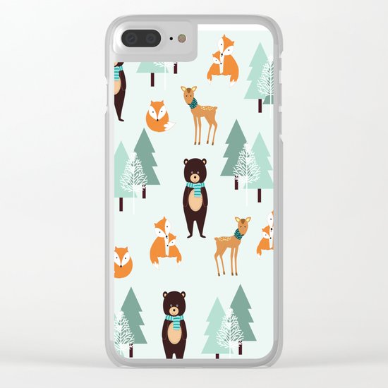 Animals in the winter - pattern #society6 Clear iPhone Case