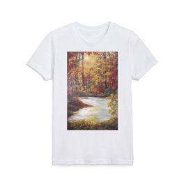 Vintage autumn forest oil painting Kids T Shirt