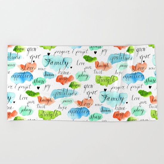 Family - Watercolor Beach Towel
