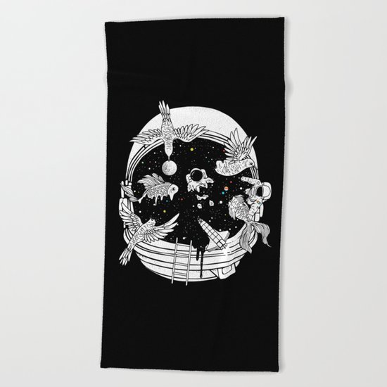 Depth of Discovery (A Case of Constant Curiosity-B/W) Beach Towel