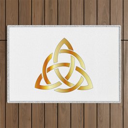 Golden triquetra celtic cross-3 point Celtic Trinity knot Outdoor Rug