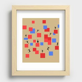 Dancing like Piet Mondrian - Composition in Color A. Composition with Red, and Blue on the gold background Recessed Framed Print