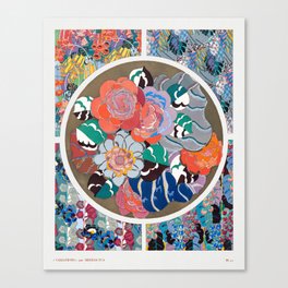Flowers Colorful vintage art deco pattern Floral mosaic art Edouard Benedictus  Canvas Print
