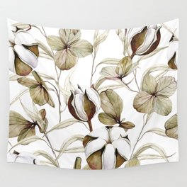 Vintage Transparent Leaves and Flowers Wall Tapestry