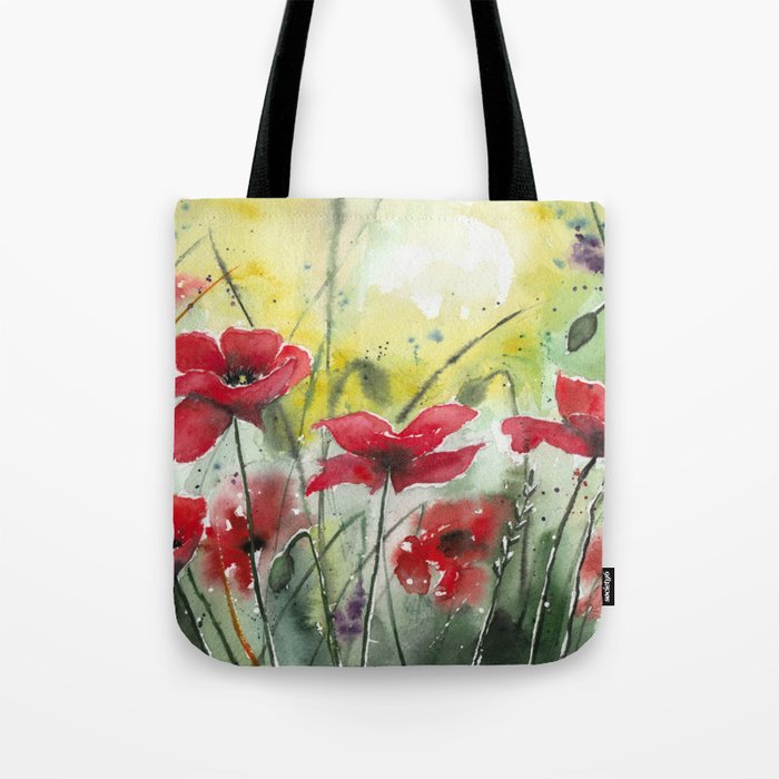 Poppies in Watercolour Tote Bag